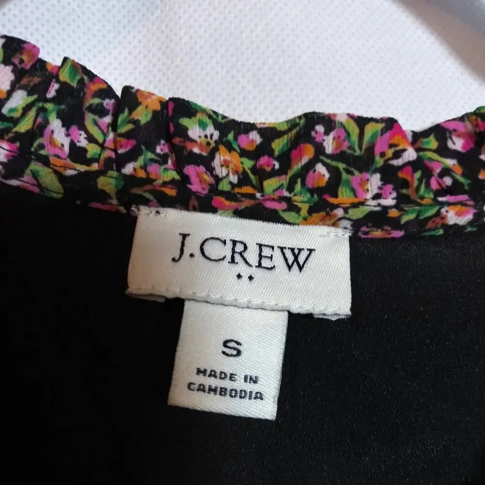 J. Crew Ditsy Floral Puff Sleeve Lightweight Blouse Size Small